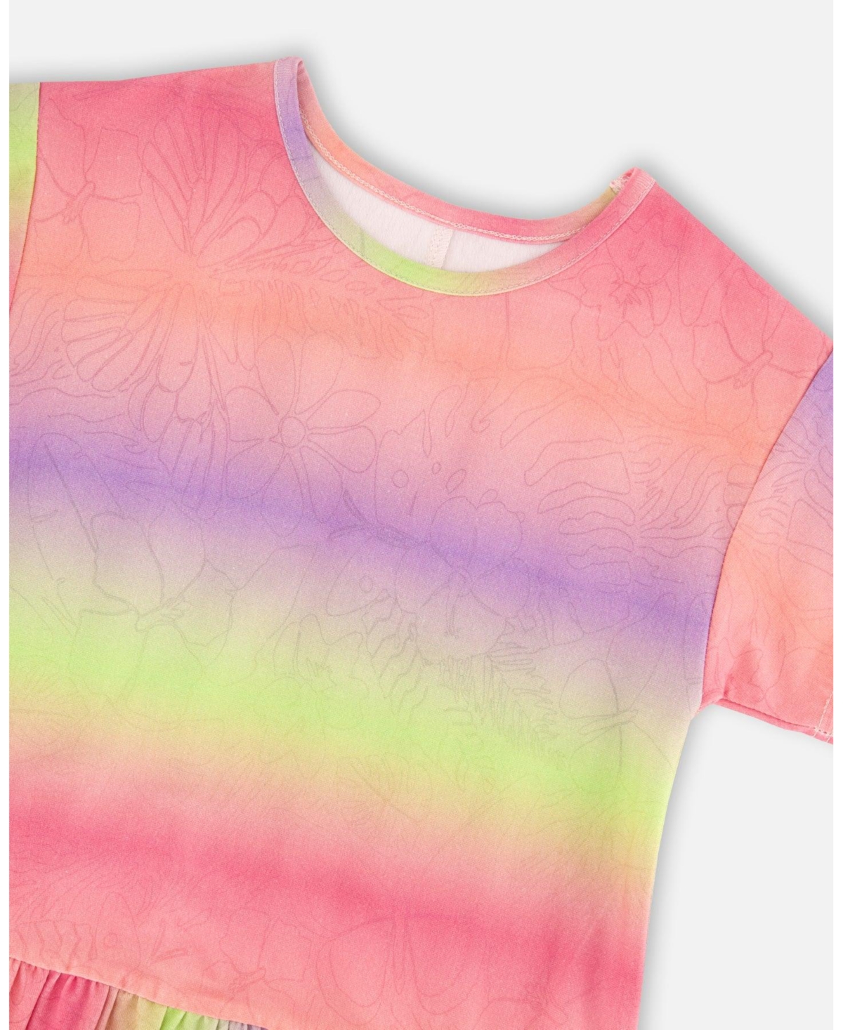 Deux par Toddler Girls Printed Jersey Dress with Heart Back Cut Out Multicolor