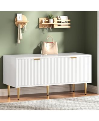 Shoe Storage Bench, 42" Wooden Storage Chest, 300 lb Capacity, Entryway Storage Ottoman Bench with Doors for Bedroom