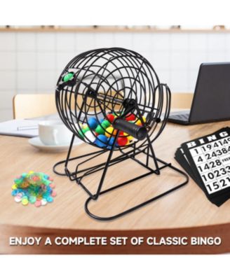 Deluxe Bingo Game Set with Bingo Cage and Master Board, 75 Bingo Balls, 150 Chips, 18 Bingo Cards