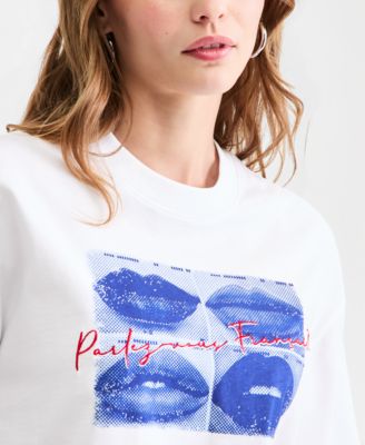 Women's Cotton Oversized French Lips Tee