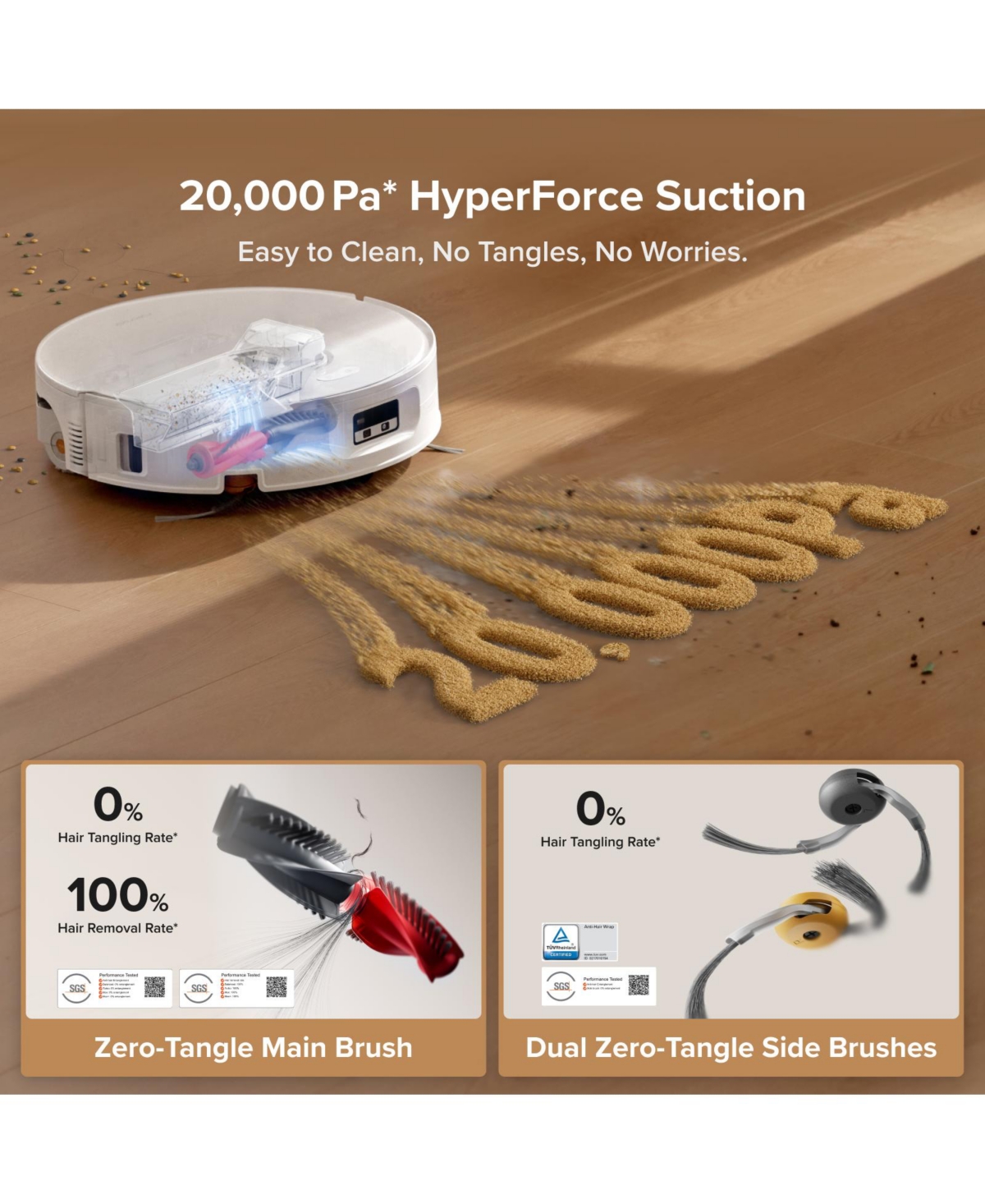 Roborock Qrevo Curv 2 Flow Robot Vacuum and Mop, SpiraFlow Real-Time Self-Cleaning Roller Mop, 20,000 Pa, Dual Zero-Tangle System, Ai Obstacle Avoidan