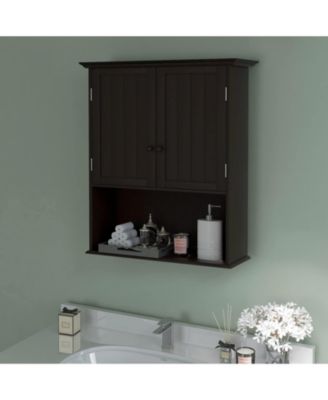 Wall-Mount Bathroom Storage Cabinet with Doors and Shelves Organizer