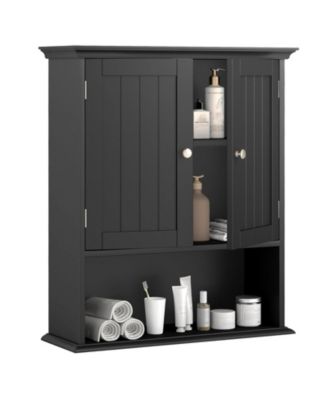 Wall-Mount Bathroom Storage Cabinet with Doors and Shelves Organizer