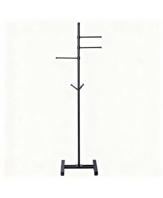 Heavy Duty Metal Coat Rack with 3 Arms and 5 Hooks for Various Spaces