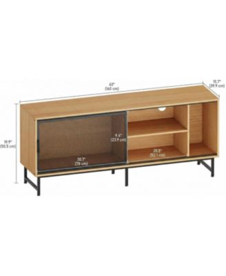 TV Console Table with Metal Net Sliding Door, Up to 65" TVs, TV Stand with Storage & Metal Legs, Industrial TV Stands for Living Room