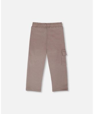 Toddler Boys French Terry Sweatpants with Cargo Pocket Taupe