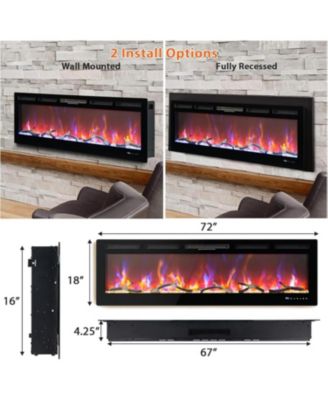 Built In Electric Fireplace with Smart Voice & Remote Control, 12 Flames
