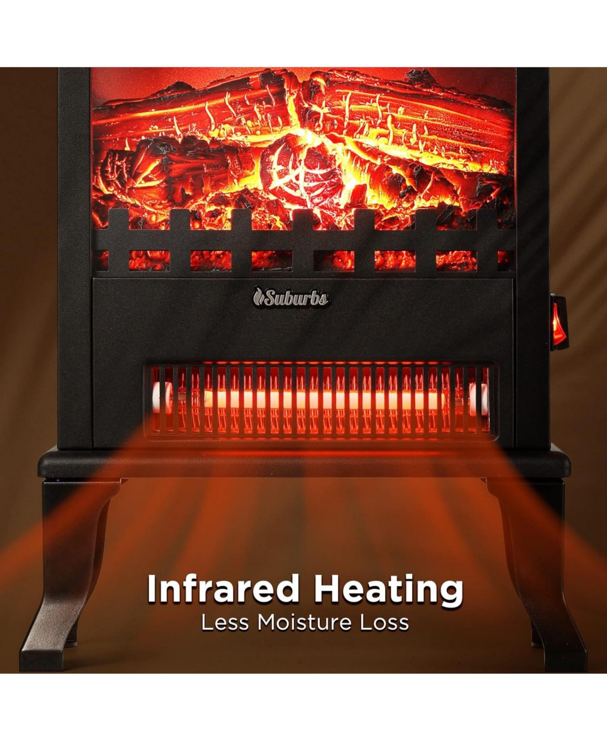 gaomon Electric Fireplace Stove with 17" Size, 1500W Power & 3 Sided Teal Checkerboard Flame View