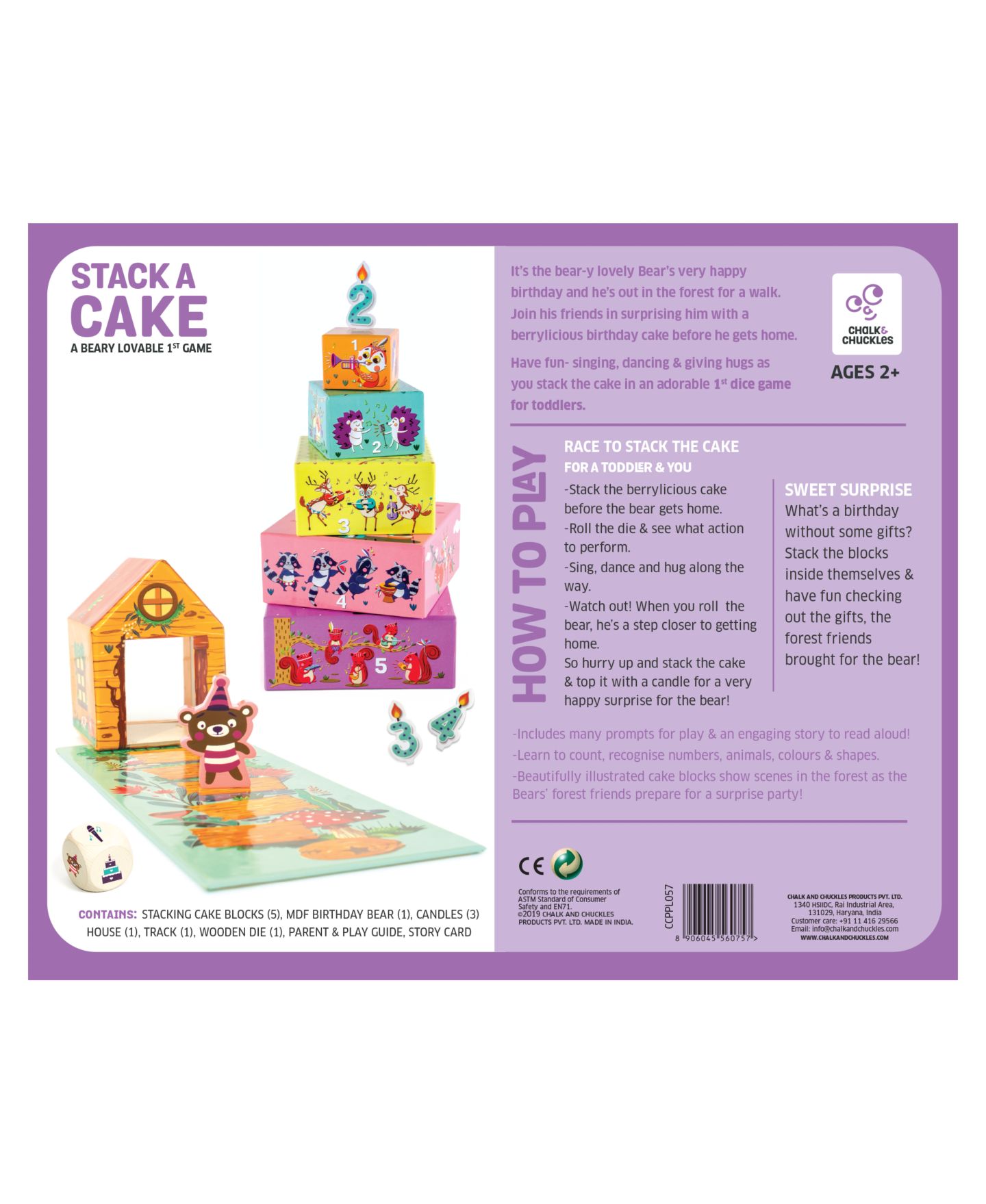 Детская настольная игра Chalk & Chuckles Stack a Cake Board Game, Ages 2+ — фото 3