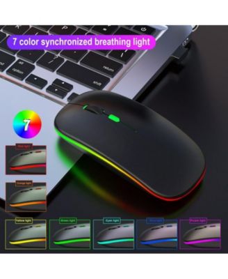 Dual-Mode Wireless Mouse: 2.4G/Bluetooth,Color Glow, Silent & 3-Speed DPI for Office/Design, Slim Easy-to-Use for Professionals/Students