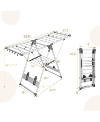 2-Layer Folding Clothes Drying Rack with 5-Level Adjustable Height