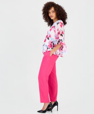 Petite Mid Rise Straight-Leg Pants