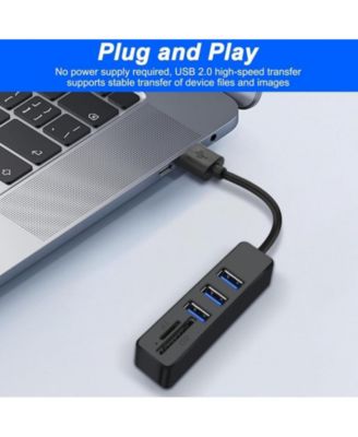 5 in 1 USB A Hub Splitter, 480Mbps Data Transfer & SD/TF Card Reader, for Laptop/Smartphone,Ideal for Office Workers