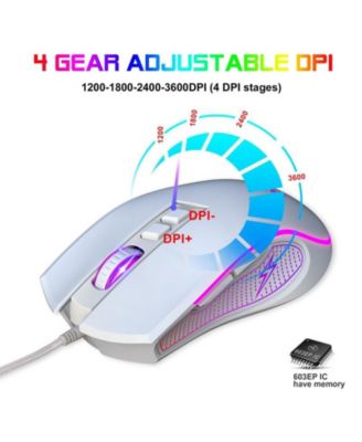 Wired Gaming Mouse, 3600 DPI Adjustable, Ergonomic Plug & Play Mouse for PC Laptop Gamers & Office Workers