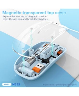 Transparent Tri-Mode Wireless Mouse, 2.4G+BT5.1, Rechargeable Silent Office Mouse