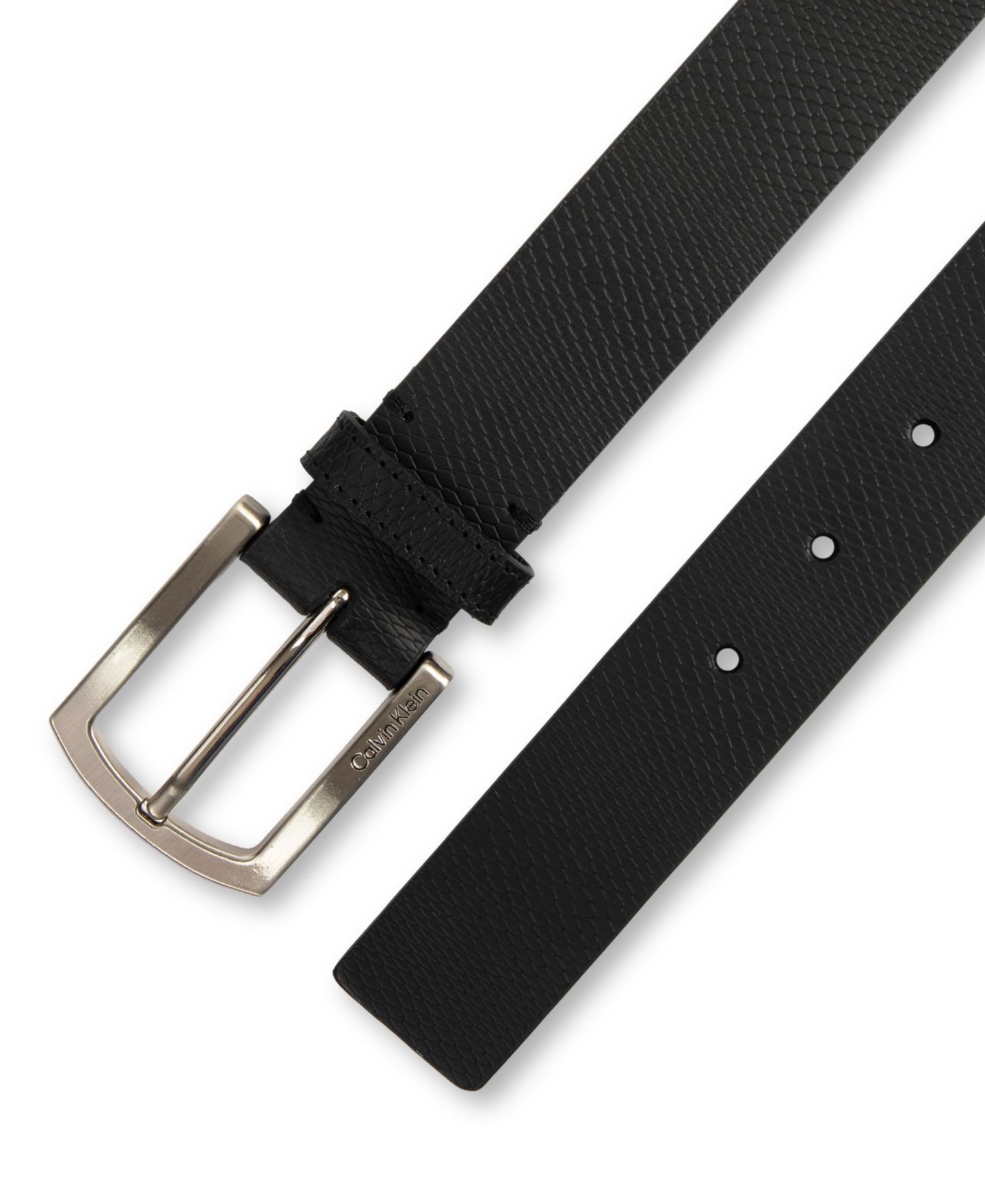 Мужской ремень Calvin Klein 35MM Embossed Leather Dress Belt, цвет: Чёрный — фото 5