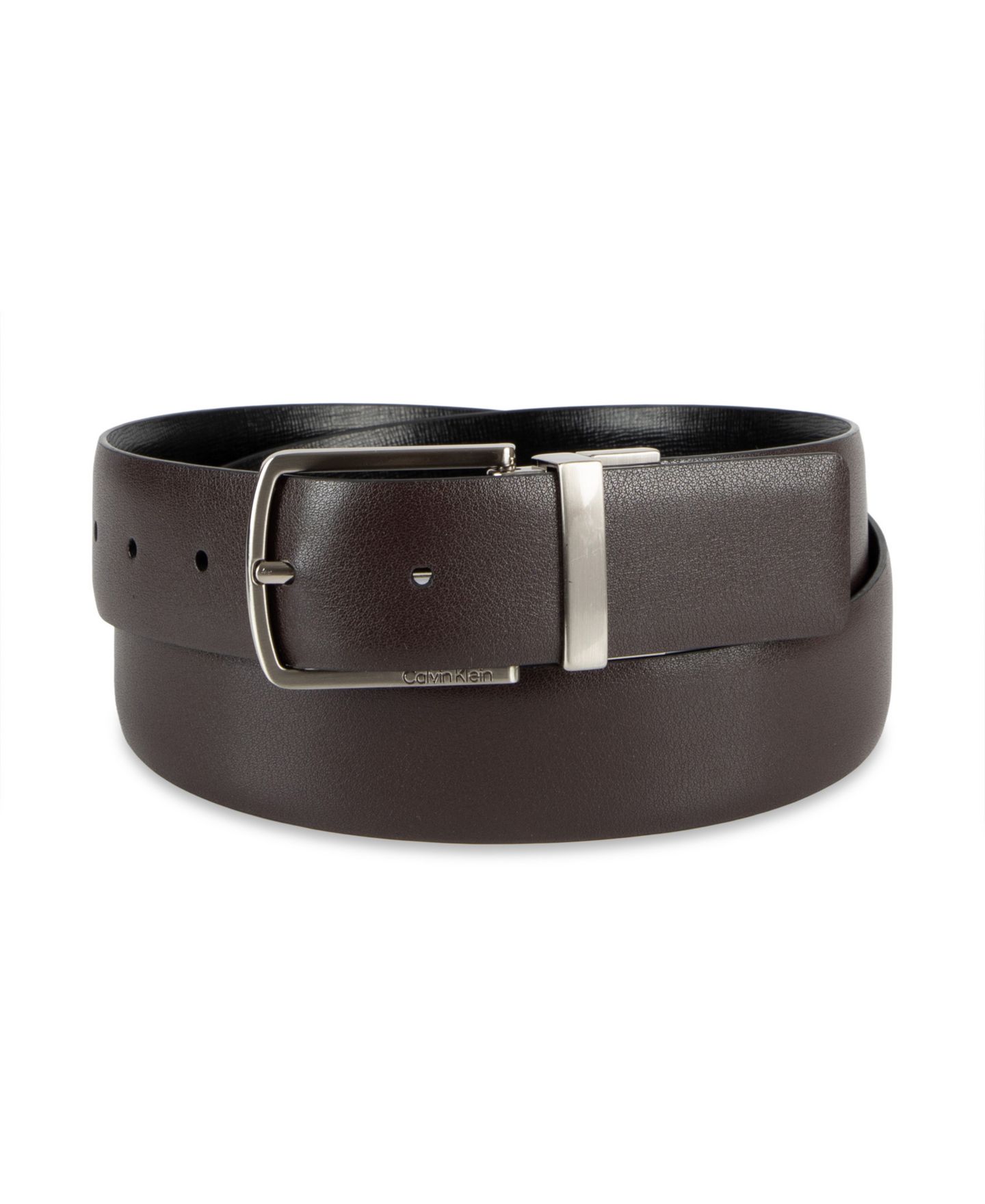 Мужской ремень Calvin Klein Reversible Saffiano Leather Belt, цвет: Чёрный / Коричневый — фото 2