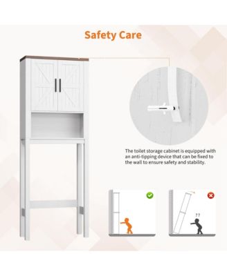 23.6 Inches Wide Toilet Rack with Over The Toilet Storage Cabinet , Small Freestanding Space Saver