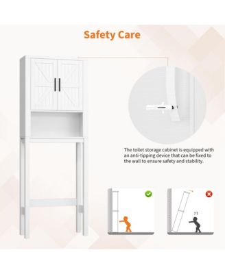 23.6 Inches Wide Toilet Rack with Over The Toilet Storage Cabinet , Small Freestanding Space Saver