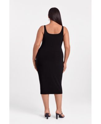 Women's Sculpting Shapewear Square Neck Tank Midi Dress