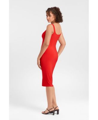 Women's Sculpting Shapewear Square Neck Tank Midi Dress