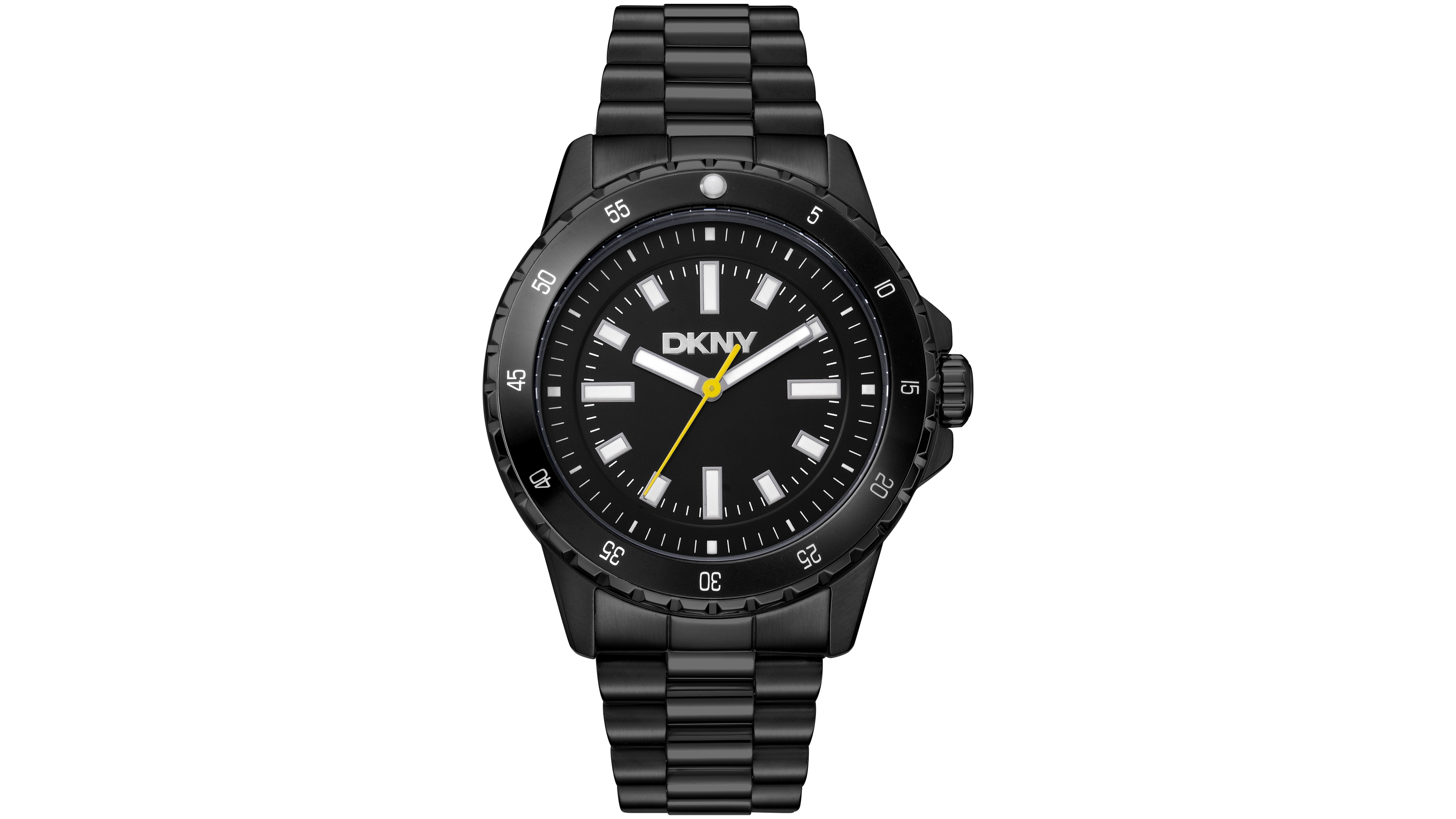 Dkny Men's Sport Watch Black Dial Black Stainless Steel Bracelet Watch, 43mm