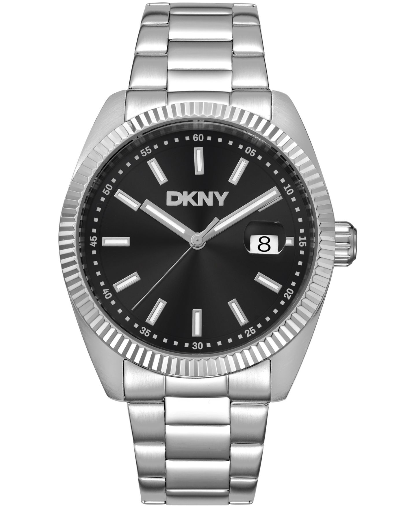 Мужские часы DKNY Date Black Dial Stainless Steel Bracelet Watch, 40mm — фото 1