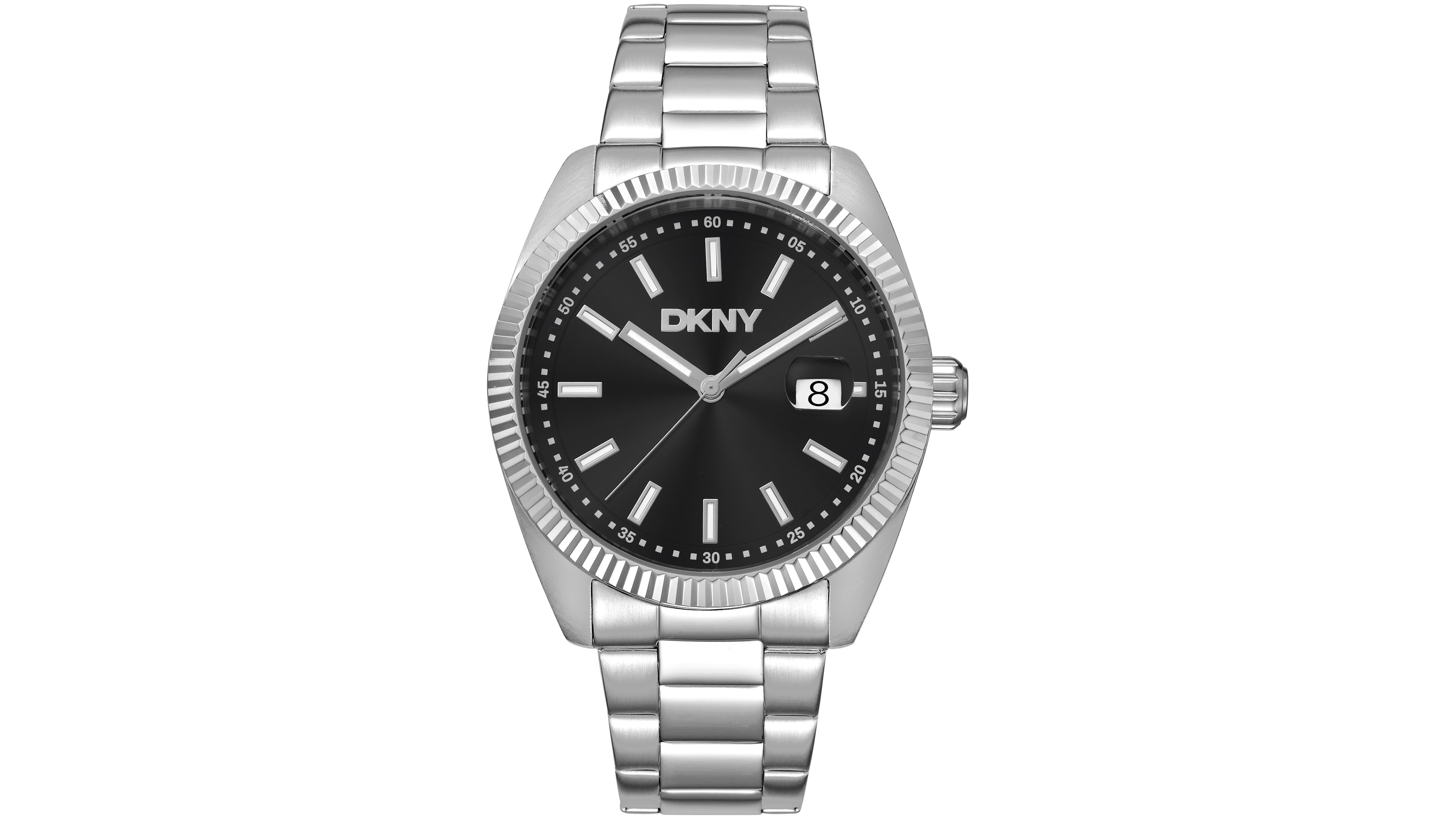 Dkny Men's Date Black Dial Stainless Steel Bracelet Watch