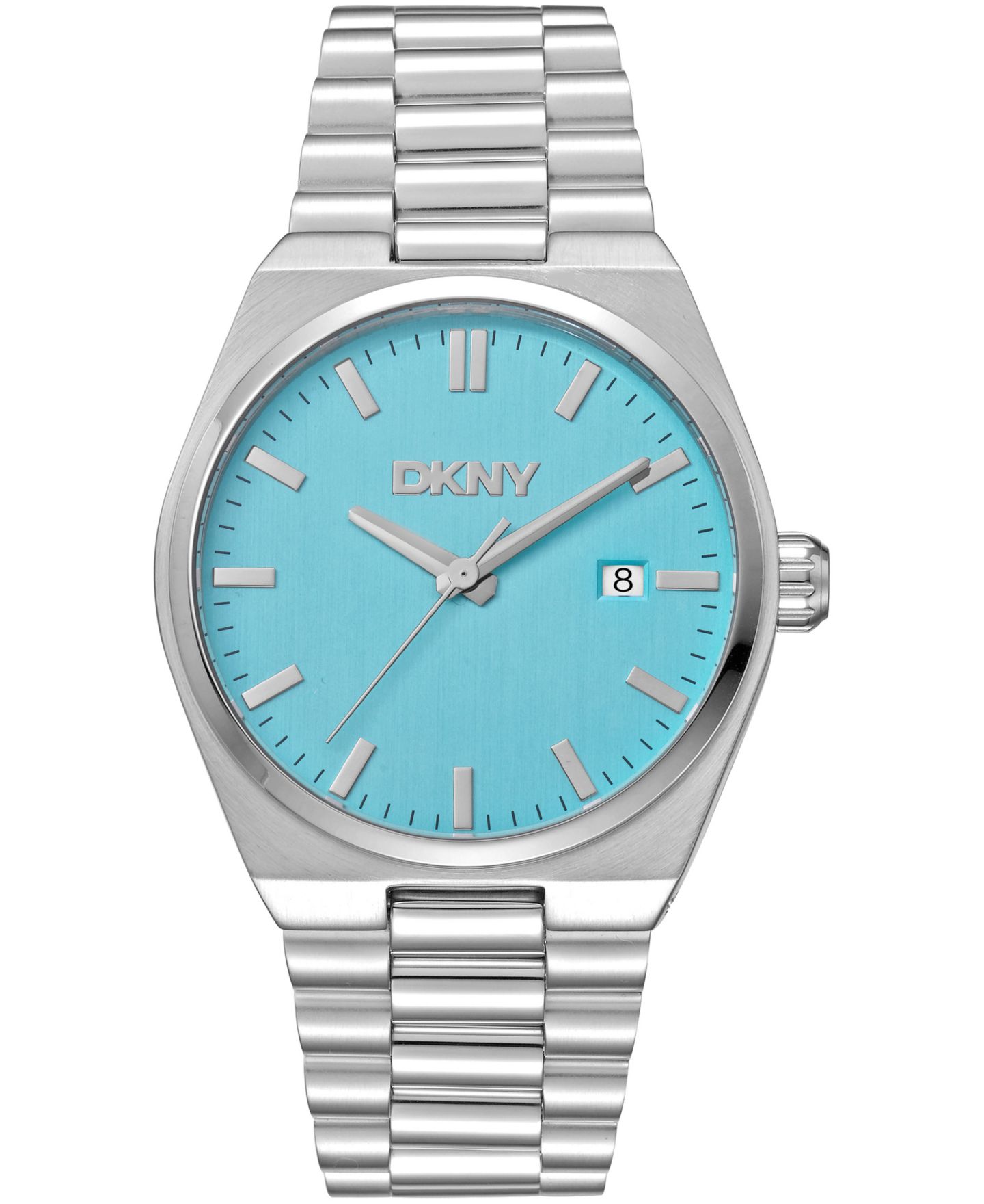 Мужские часы DKNY Date Light Blue Dial Stainless Steel Bracelet Watch, 40mm — фото 1