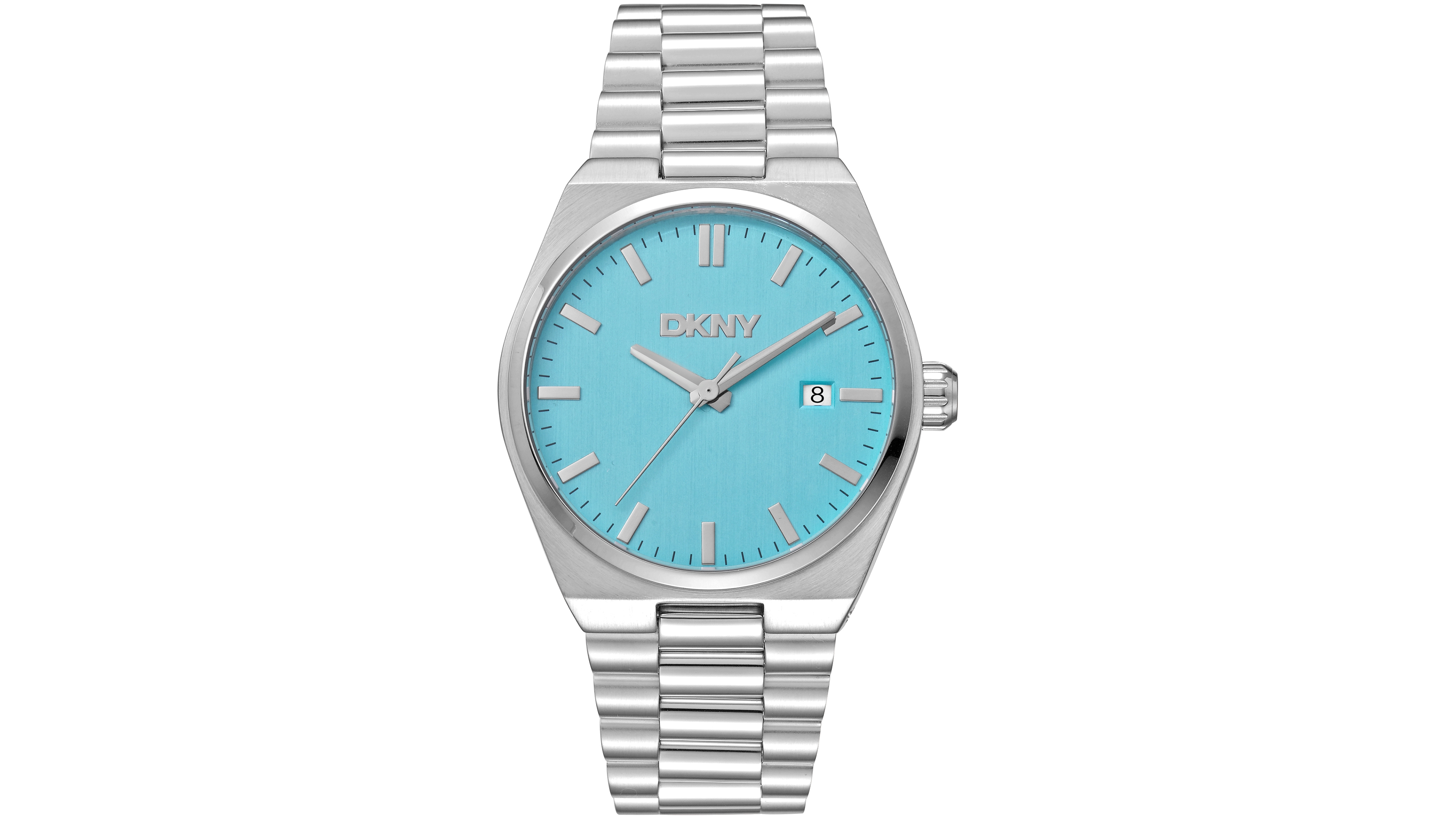 Dkny Men's Date Light Blue Dial Stainless Steel Bracelet Watch, 40mm