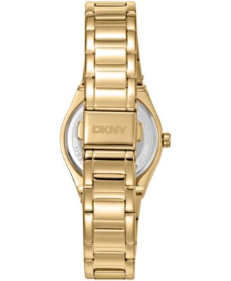 Women's Silver Dial Crystal Dial Markers Crystal Bezel Gold-Tone Stainless Steel Bracelet Watch, 30mm