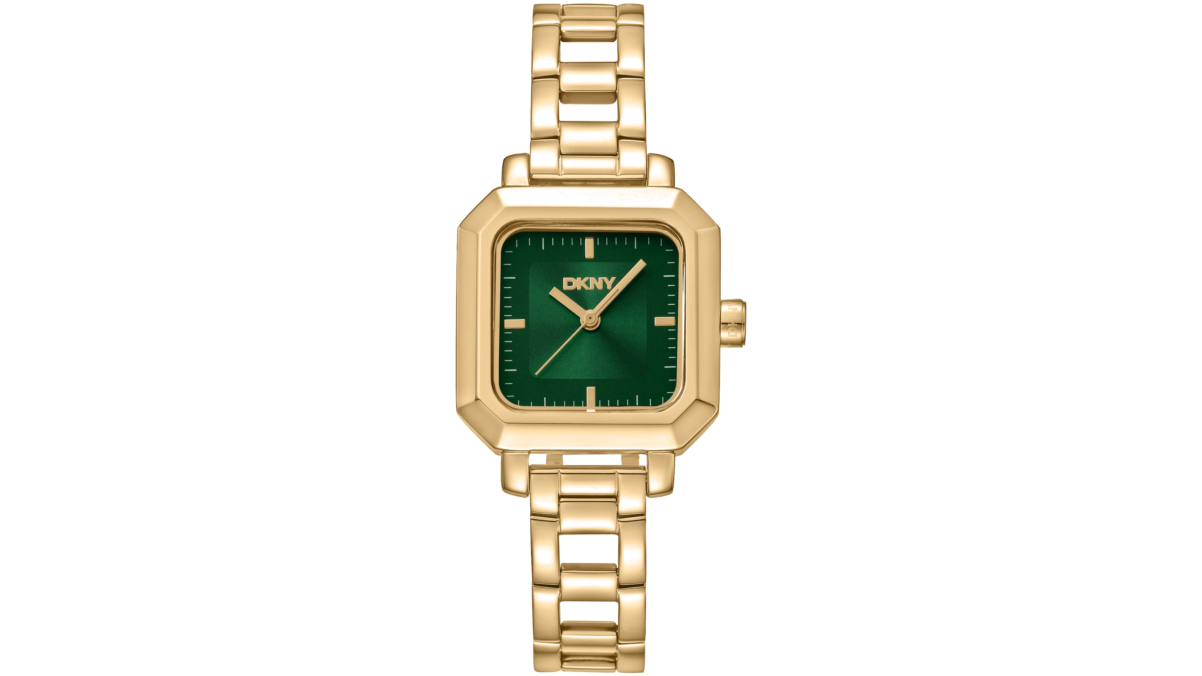 Dkny Women's Green Dial Open Link Gold-Tone Stainless Steel Bracelet Watch, 27 x 27mm