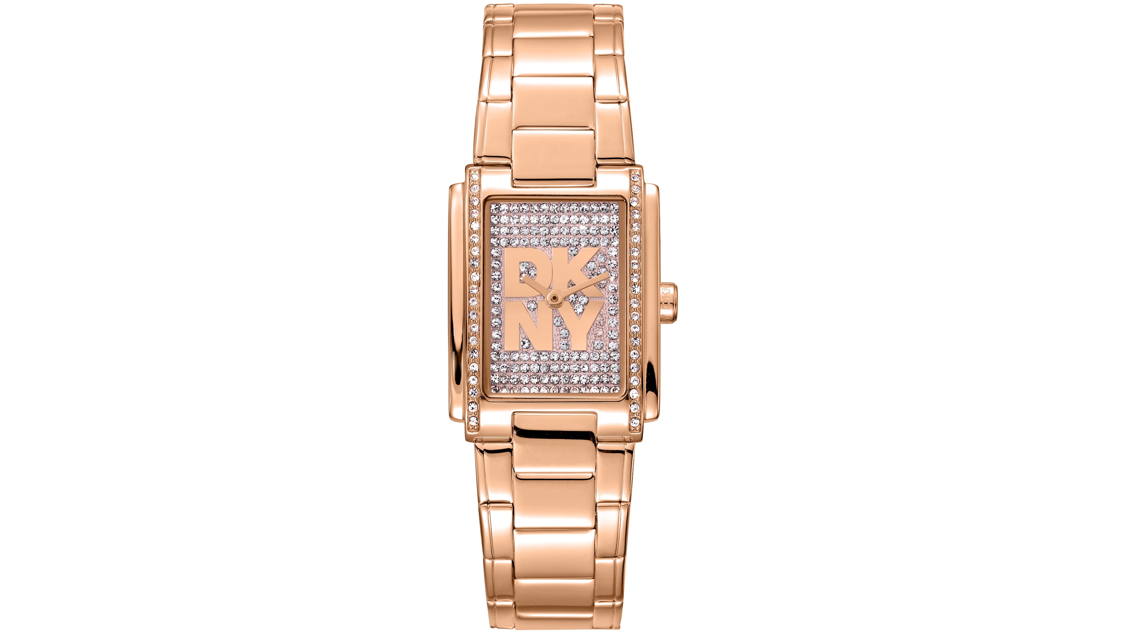 Dkny Women's Crustal Dial Crystal Accented Dial Red-Gold Tone Stainless Steel Bracelet Watch, 23 x 30mm