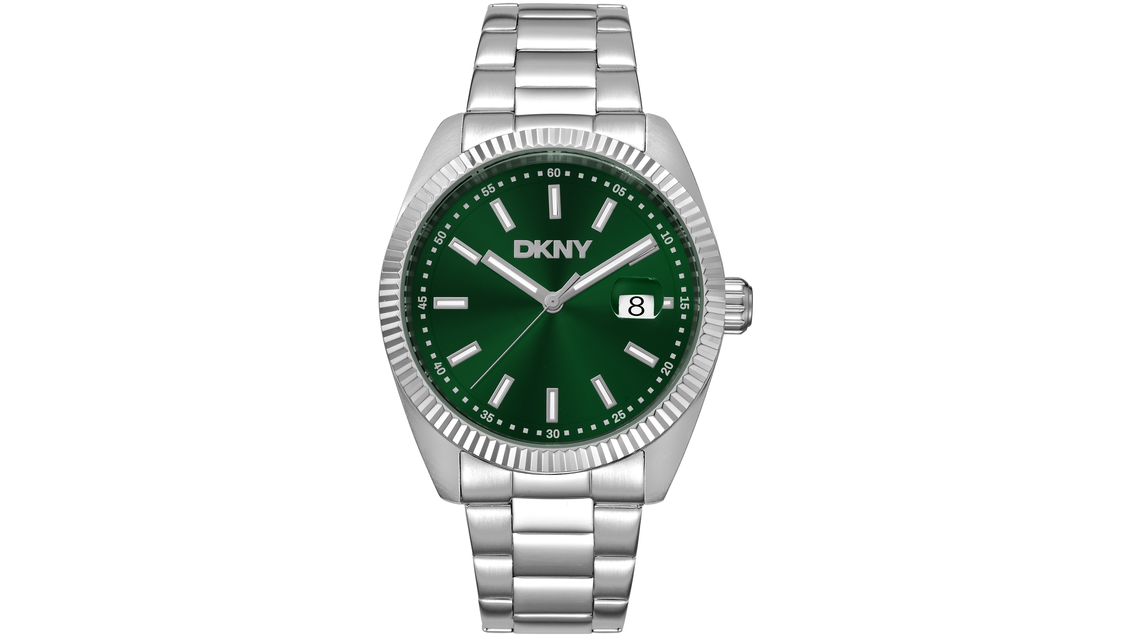 Dkny Men's Date Green Dial Stainless Steel Bracelet Watch