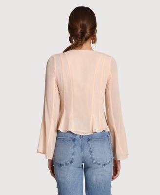 Women's Godet Long-Sleeve Top