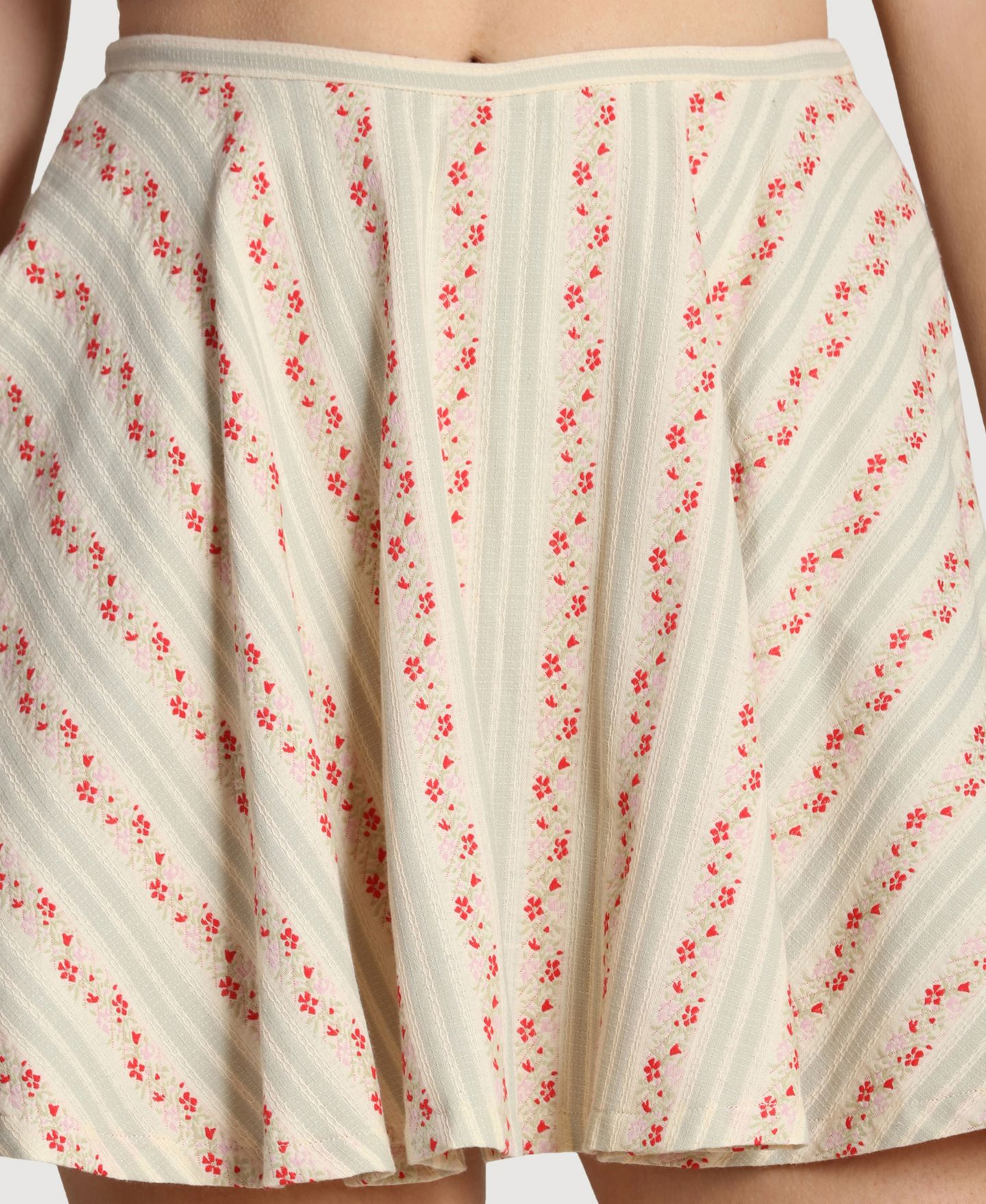 Женская юбка Avec Les Filles Striped Low-Rise Mini, цвет: Полосатый — фото 6