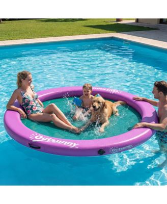 8FT Inflatable Water Hammock Floating Ring Dock Platform,