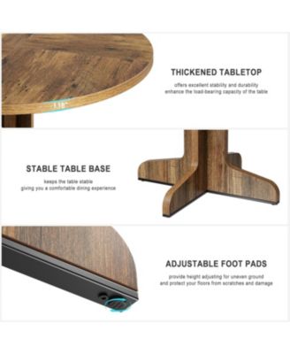 Round Dining Table for 4, 47" Dining Room Table with Wooden Base, Circle Kitchen Dinner Table for Dining Room, Kitchen, Living Room