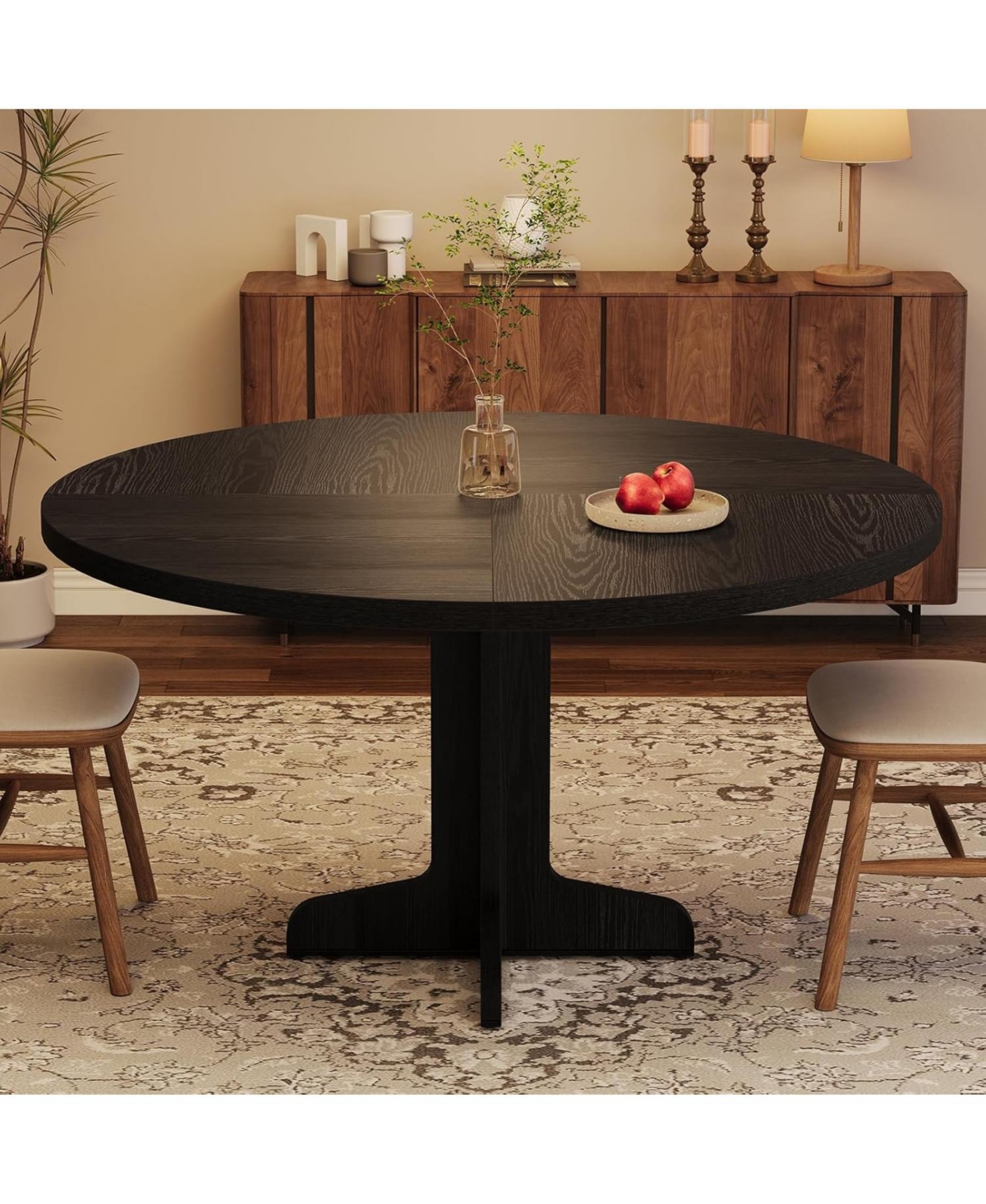 Gaomon Round Dining Table for 4, 47" Room with Wooden Base, Circle Kitchen Dinner Room, Kitchen, Living