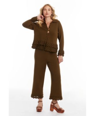 Women's Ruffled Peplum Cardigan Sweater