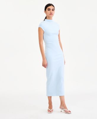 Women's Cap-Sleeve Mock-Neck Midi Dress
