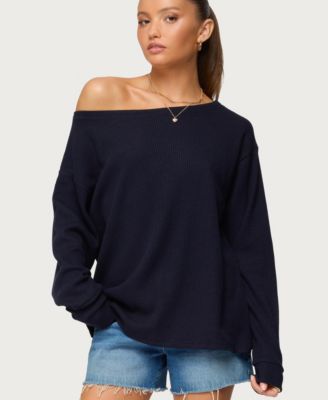 Women's Damari Off Shoulder Oversized Waffle Top