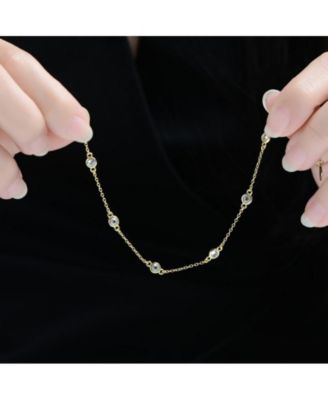 Classic Bezel Set Cubic Zirconia Chain Station Bracelet