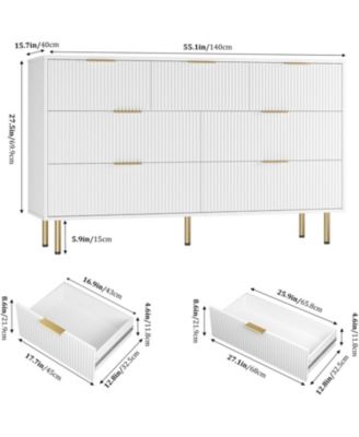 Fluted Dresser for Bedroom,7 Drawer Dresser,Wooden Chest of Drawers,Modern Storage Dressers for Living Room, Closet, Hallway,Entryway