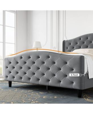 2 Piece Queen Upholstered Tufted Platform Bed with Arched Luxury Design