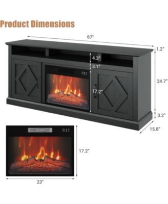 67" Electric Fireplace TV Stand, Entertainment Center with 23-Inch Insert, Remote, Smart Control, Living Room & Bedroom Heater