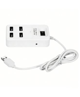 USB 2.0 4-Port Hub with Power Switch, 480Mbps High-Speed Splitter, for Laptop & Desktop Users,Ideal for Home Office