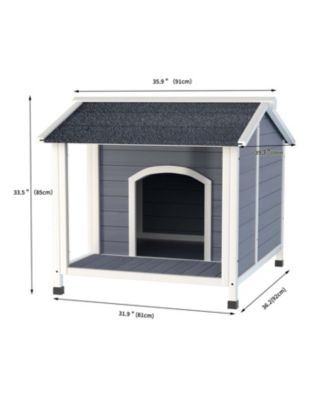 Outdoor Dog House: Wooden Shelter with Asphalt Roof & Raised Floor, Easy Assembly