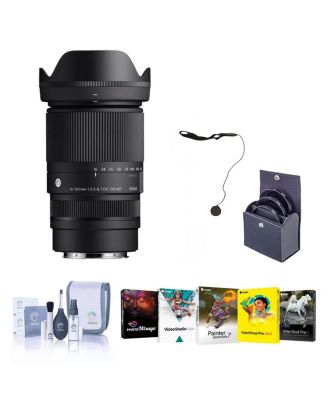16-300mm f/3.5-6.7 DC OS Contemporary Lens for Fujifilm X, Bundle with 67mm Filter Kit, PC Software Kit, Cap Keeper and Cleaning Kit