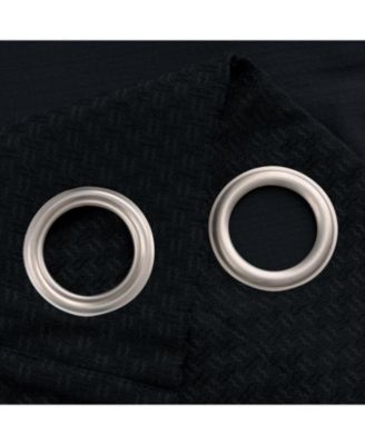 100% Polyester 250 GSM Basket Weave Ian Luxury Jacquard Blackout Grommet Curtain Panel 54" x 90" Black